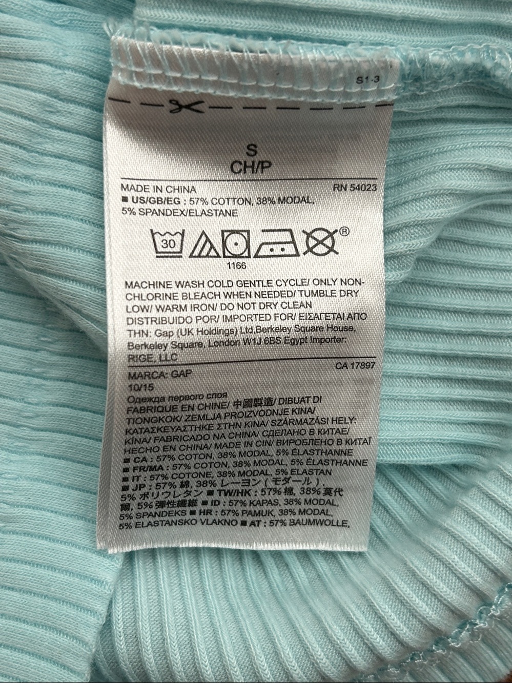 GapBody Aqua Ribbed Tank Top. Small - Picture 4 of 4